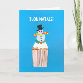Festividades Cartão de Natal, italiano, cupcake com boneco de
