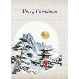 Festividades Cartão de Natal Japonês Antigo