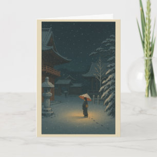 Festividades Cartão de Natal Japonês do Templo Ukiyo-e