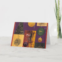 Cartão de Natal - Joy, Peace and Love Patchwork