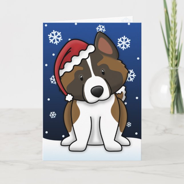 Festividades Cartão de Natal Kawaii Akita (Frente)