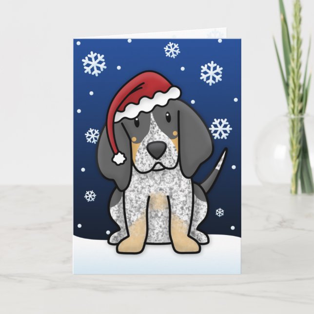 Festividades Cartão de Natal Kawaii Bluetick Conhound (Frente)