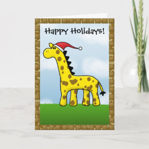 Festividades Cartão de Natal Kawaii Giraffe