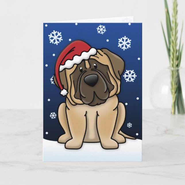 Festividades Cartão de Natal Kawaii Mastiff (Frente)