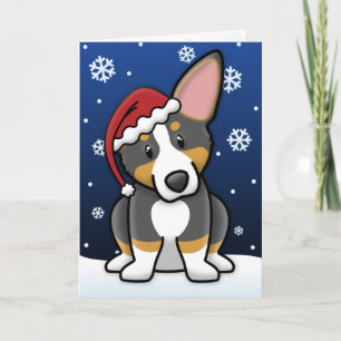 Festividades Cartão de Natal Kawaii Tri Pembroke Welsh Corgi
