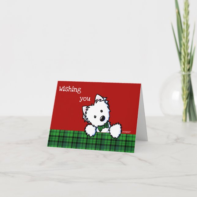 Festividades Cartão de Natal KiniArt Westie Boy (Frente)