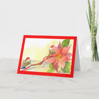 Festividades Cartão de Natal Kiwi e Poinsettia com Friso