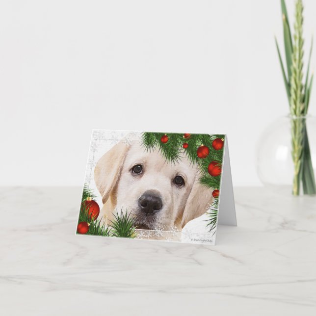 Festividades Cartão de Natal Labrador Amarelo (Frente)
