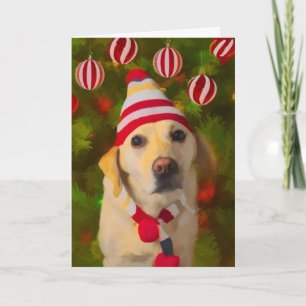 Festividades Cartão de Natal Labrador, cão com chapéu de tricô