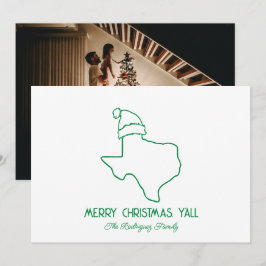 Festividades Cartão de Natal Linha de Arte Verde Santa Texas