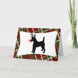 Festividades Cartão de Natal liso da rena do Fox Terrier