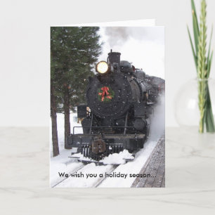 Festividades Cartão de Natal Locomotive Wreath