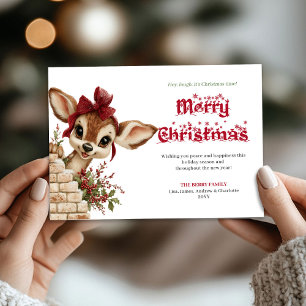 Festividades Cartão de Natal mágico com um filhote de cervo esp