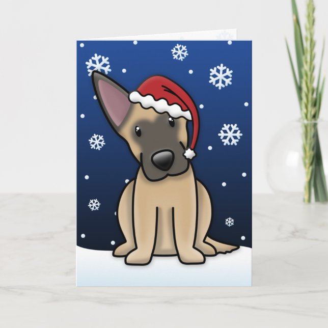 Festividades Cartão de Natal Malinois belga Kawaii (Frente)