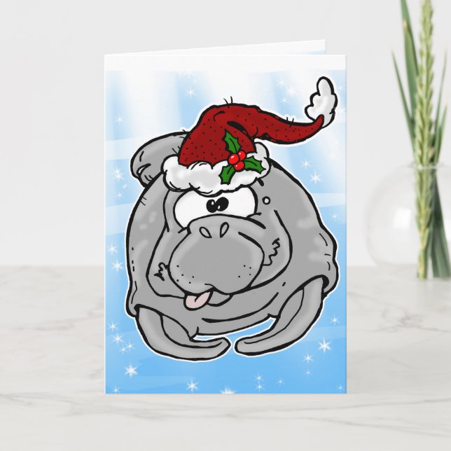 Festividades Cartão de Natal Manateado Divertido (Frente)