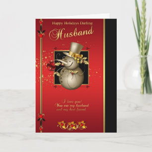 Festividades Cartão de Natal Marido - Efeito Dourado Snowman -