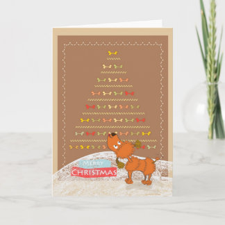 Festividades cartão de Natal marrom bonito da caniche