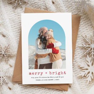 Festividades Cartão de Natal Merry Bright com Foto de Arco Mode