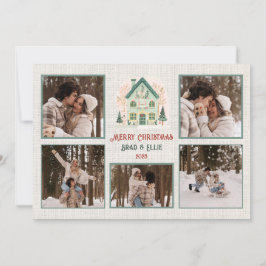 Festividades Cartão de Natal Merry Personalizado com 6 Fotograf