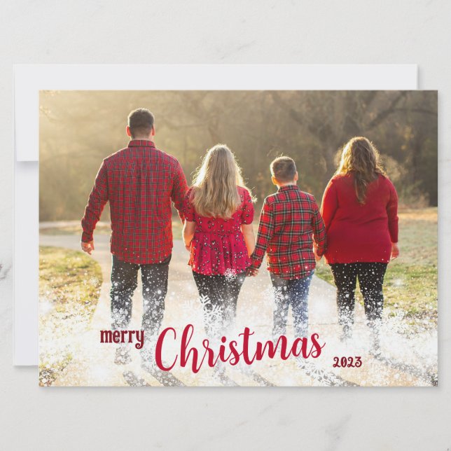 Festividades Cartão de Natal Merry Personalizado com Foto (Frente)