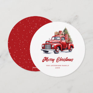 Festividades Cartão de Natal Merry Red Truck Snow