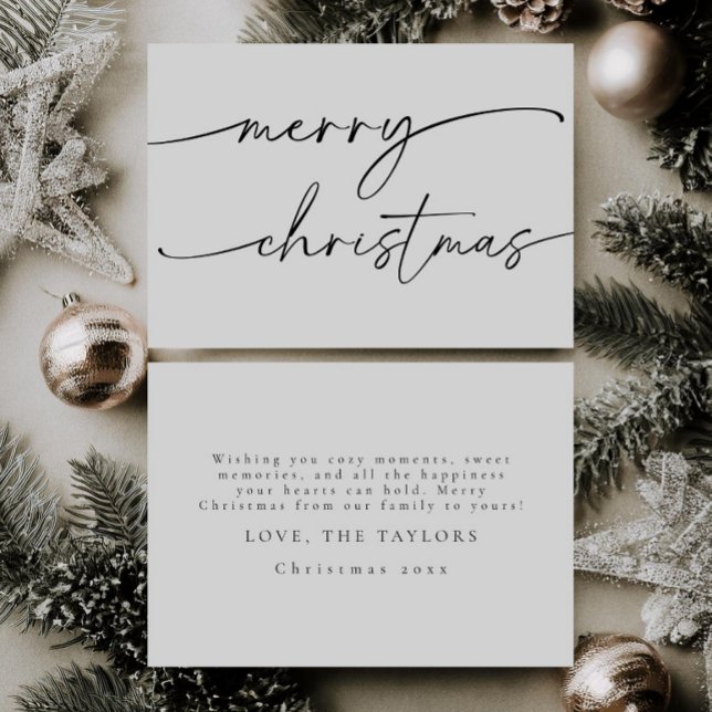 Festividades Cartão de Natal Merry Script Elegante Moderno (Criador carregado)