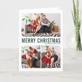 Festividades Cartão de Natal Merry - Três Fotografias Verde