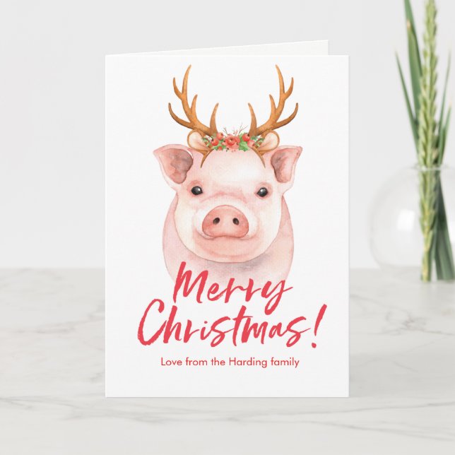 Festividades Cartão de Natal Merry Watercolor (Frente)