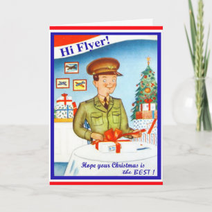 Festividades Cartão de Natal Militar da Força Aérea Vintage