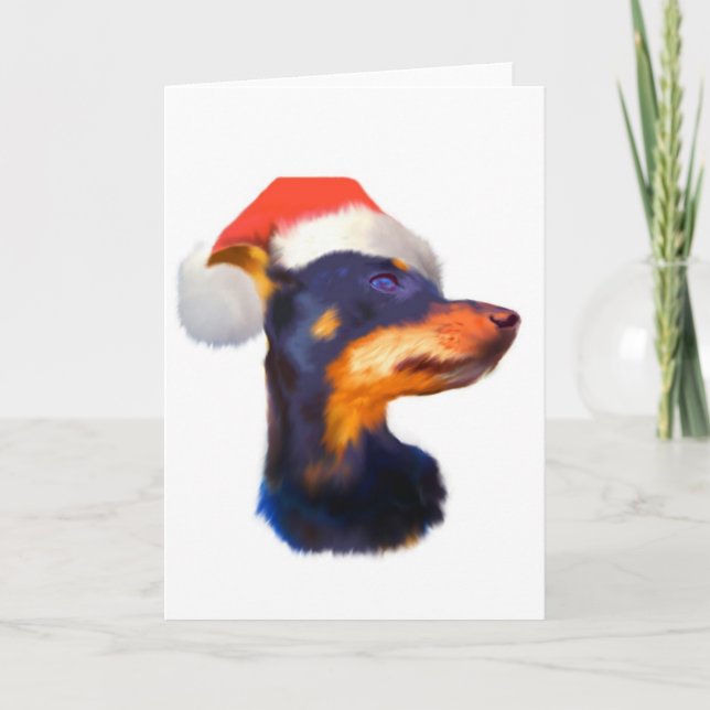 Festividades Cartão de Natal Miniatura Pinscher (Frente)