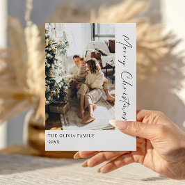 Festividades Cartão de Natal Minimalista Boho com Foto