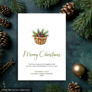 Festividades Cartão de Natal Minimalista Boho Neutro com Coroa 