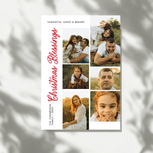 Festividades Cartão de Natal Minimalista com Família de 6 Fotos