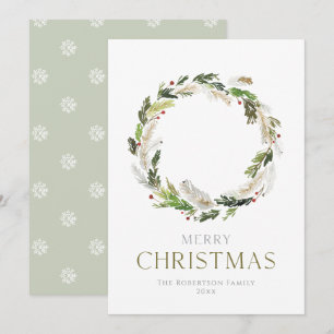 Festividades Cartão de Natal minimalista com Greenery Wreath