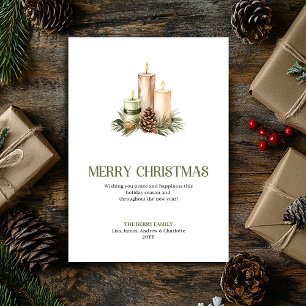 Festividades Cartão de Natal Minimalista com Velas de Pastel Su