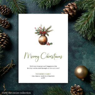 Festividades Cartão de Natal Minimalista Cozy Boho Pine