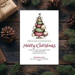 Festividades Cartão de Natal minimalista engraçado de árvore de
