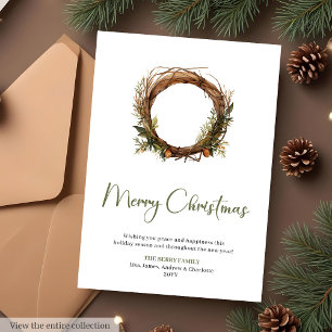 Festividades Cartão de Natal Minimalista Terracota Sage Vintage