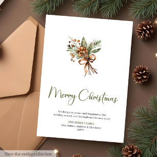 Festividades Cartão de Natal Minimalista Terracota Sage Vintage