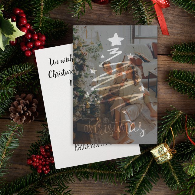 Festividades Cartão de Natal Mínimo moderno, frontal e traseiro (Merry Christmas Holiday Card)