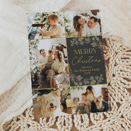 Festividades Cartão de Natal Mínimo Preto e Branco Foto Feliz