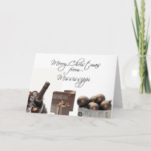 Festividades Cartão de Natal Mississípi com ornamentos