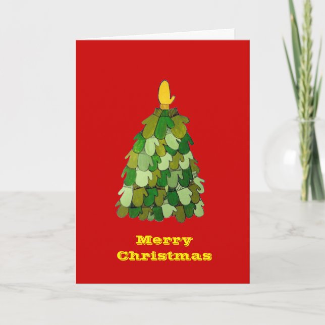 Festividades Cartão de Natal Mitten Tree (Frente)