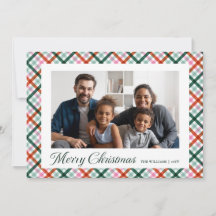 Cartão de Natal Moderno com Foto da Família em Xad