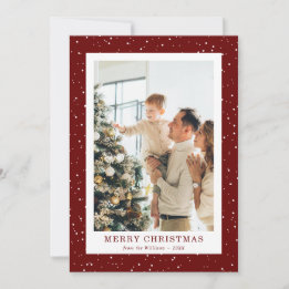 Festividades Cartão de Natal Moderno com Foto de Neve Vermelha