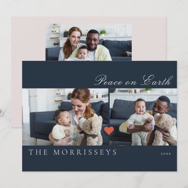 Festividades Cartão de Natal Moderno Paz na Terra Foto 3 (Frente/Verso)