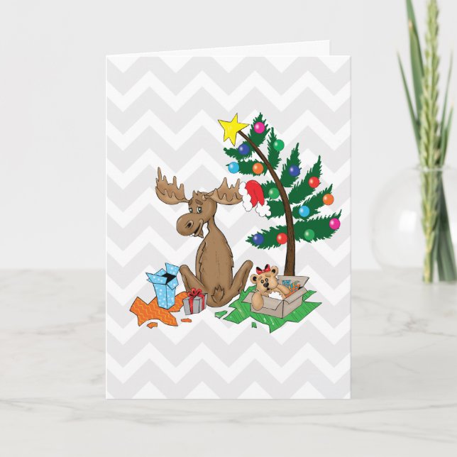 Festividades Cartão de Natal Moose (Frente)