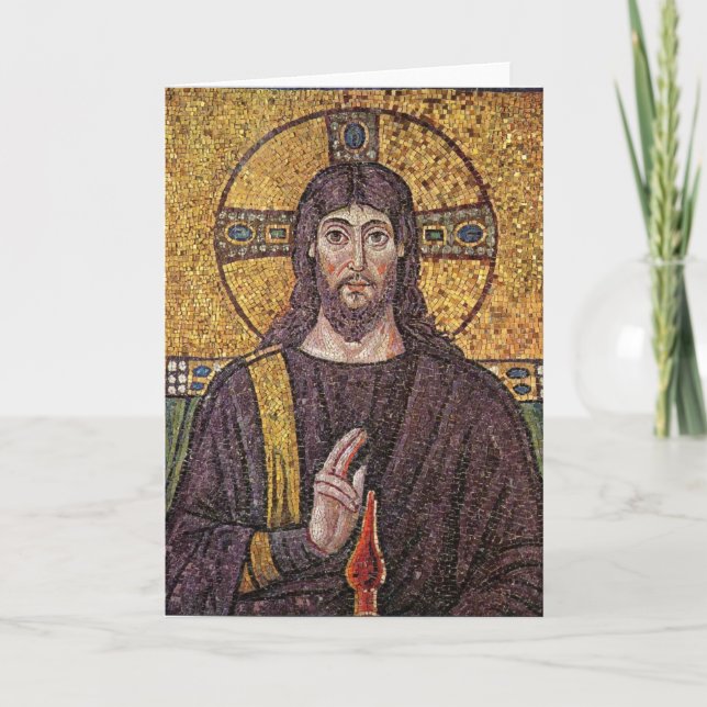 Festividades Cartão de Natal Mosaico cristo (Frente)