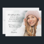 Festividades Cartão de Natal Motivacional de Foto para Calendár<br><div class="desc">Foto de citação motivacional com Calendário 2025 Cartão de Saudação Feliz de Natal... Envie uma saudação personalizada e sincera às pessoas especiais em sua lista de feriados este ano com a citação motivacional que diz: "A luz que você brilha sobre minha vida brilha a cada ano que passa." O texto...</div>