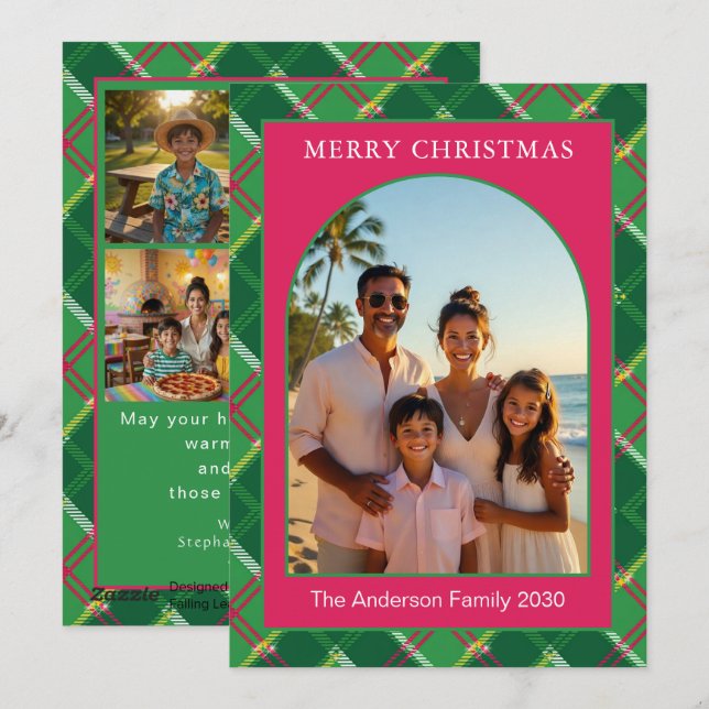 Festividades Cartão de Natal Multi-Foto com Arco de Xadrez Prep (Frente/Verso)